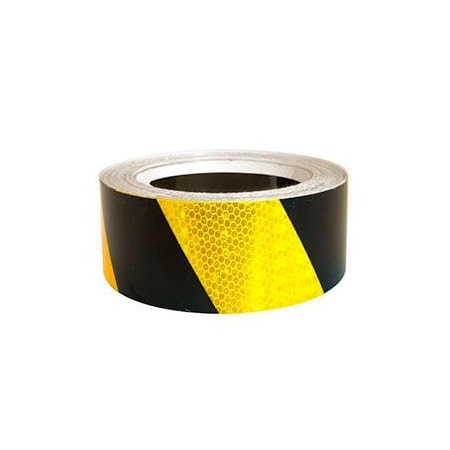 Super Brite Reflective Tape, Yellow/Black, 2W X 30'L Roll, HRT230YB